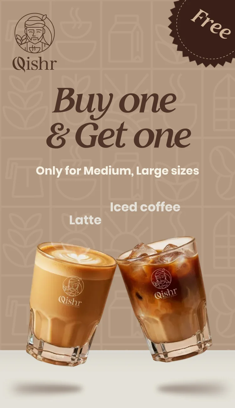 Buy one and get one free — medium and large drinks only